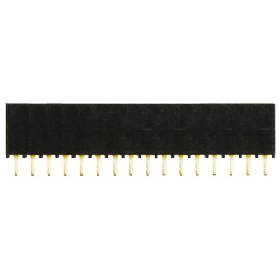 Samtec SSQ Series Straight Through Hole Mount PCB Socket, 16-Contact, 1-Row, 2.54mm Pitch, Solder Termination