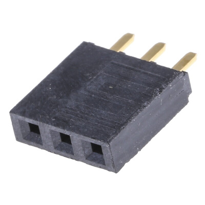 Samtec SSW Series Straight Through Hole Mount PCB Socket, 3-Contact, 1-Row, 2.54mm Pitch, Solder Termination