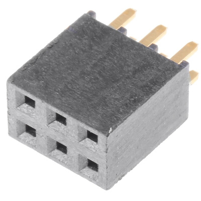 Samtec SSW Series Straight Through Hole Mount PCB Socket, 6-Contact, 2-Row, 2.54mm Pitch, Solder Termination