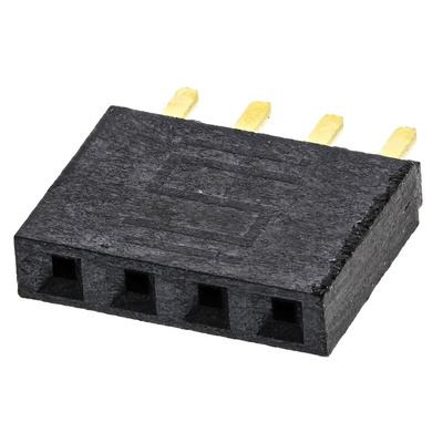 Samtec SSW Series Straight Through Hole Mount PCB Socket, 4-Contact, 1-Row, 2.54mm Pitch, Solder Termination