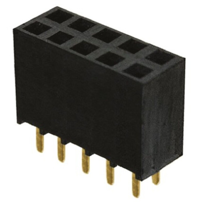 Samtec SSW Series Straight Through Hole Mount PCB Socket, 10-Contact, 2-Row, 2.54mm Pitch, Solder Termination