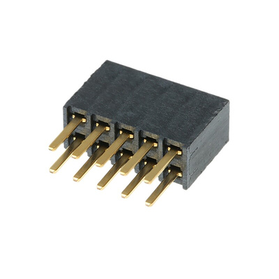 Samtec SSW Series Straight Through Hole Mount PCB Socket, 10-Contact, 2-Row, 2.54mm Pitch, Solder Termination