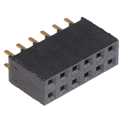 Samtec SSW Series Straight Through Hole Mount PCB Socket, 12-Contact, 2-Row, 2.54mm Pitch, Solder Termination