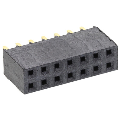 Samtec SSW Series Straight Through Hole Mount PCB Socket, 14-Contact, 2-Row, 2.54mm Pitch, Solder Termination