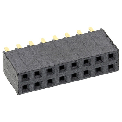 Samtec SSW Series Straight Through Hole Mount PCB Socket, 16-Contact, 2-Row, 2.54mm Pitch, Solder Termination