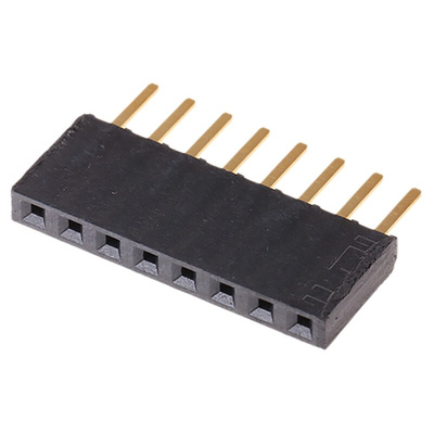 Samtec SSW Series Straight Through Hole Mount PCB Socket, 8-Contact, 1-Row, 2.54mm Pitch, Solder Termination