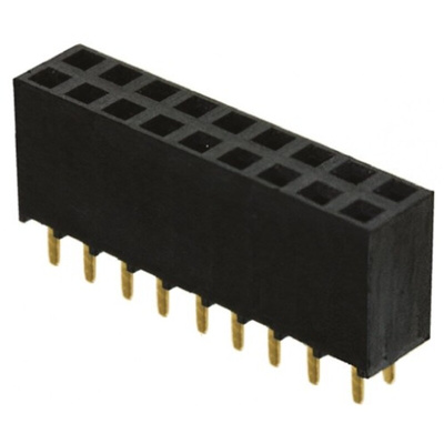 Samtec SSW Series Straight Through Hole Mount PCB Socket, 18-Contact, 2-Row, 2.54mm Pitch, Solder Termination