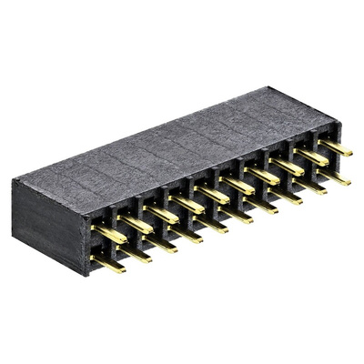 Samtec SSW Series Straight Through Hole Mount PCB Socket, 20-Contact, 2-Row, 2.54mm Pitch, Solder Termination