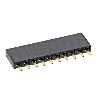 Samtec SSW Series Straight Through Hole Mount PCB Socket, 10-Contact, 1-Row, 2.54mm Pitch, Solder Termination