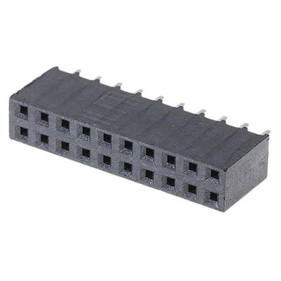 Samtec SSW Series Straight Through Hole Mount PCB Socket, 20-Contact, 2-Row, 2.54mm Pitch, Solder Termination