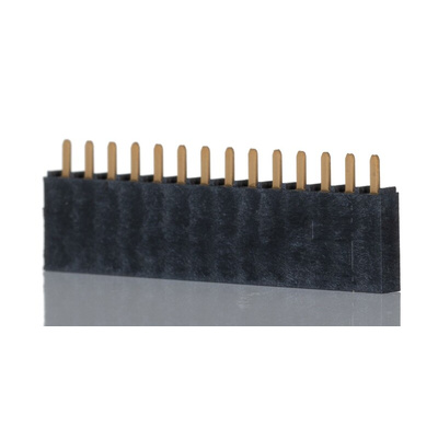 Samtec SSW Series Straight Through Hole Mount PCB Socket, 14-Contact, 1-Row, 2.54mm Pitch, Solder Termination