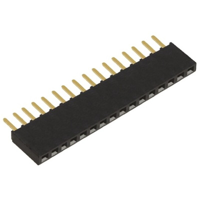 Samtec SSW Series Straight Through Hole Mount PCB Socket, 16-Contact, 1-Row, 2.54mm Pitch, Solder Termination