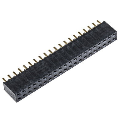Samtec SSW Series Straight Through Hole Mount PCB Socket, 40-Contact, 2-Row, 2.54mm Pitch, Solder Termination