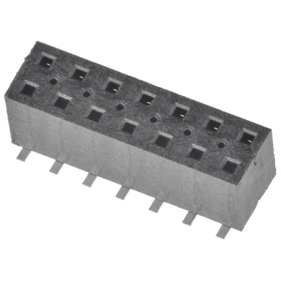 Samtec TLE Series Straight Surface Mount PCB Socket, 14-Contact, 2-Row, 2mm Pitch, Solder Termination