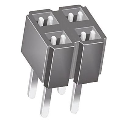 Samtec CES Series Straight Through Hole Mount PCB Socket, 4-Contact, 2-Row, 2.54mm Pitch, Through Hole Termination