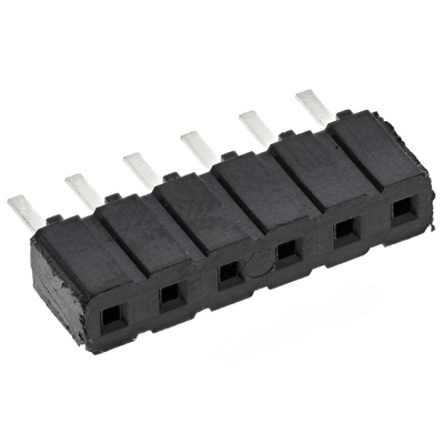 Samtec CES Series Straight Through Hole Mount PCB Socket, 6-Contact, 1-Row, 2.54mm Pitch, Through Hole Termination