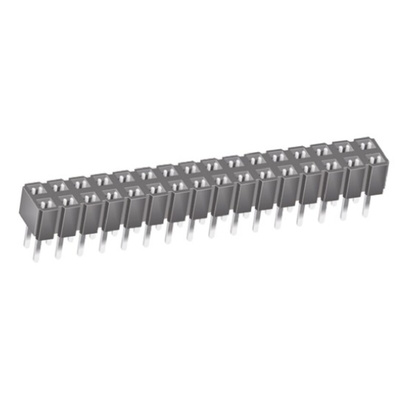 Samtec CES Series Straight Through Hole Mount PCB Socket, 32-Contact, 2-Row, 2.54mm Pitch, Through Hole Termination