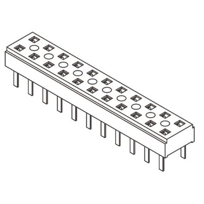 Samtec CLT Series Straight Through Hole Mount PCB Socket, 10-Contact, 2-Row, 2mm Pitch, Solder Termination