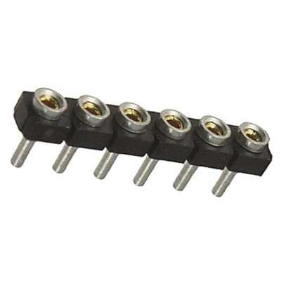 Samtec SL Series Straight Through Hole Mount PCB Socket, 6-Contact, 1-Row, 2.54mm Pitch, Solder Termination