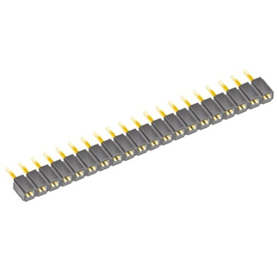 Samtec SLW Series Straight Through Hole Mount PCB Socket, 20-Contact, 1-Row, 2.54mm Pitch, Solder Termination