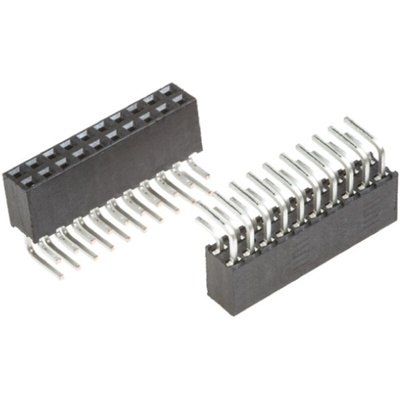 Samtec SQT Series Right Angle Through Hole Mount PCB Socket, 10-Contact, 2-Row, 2mm Pitch, Solder Termination