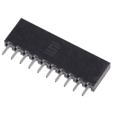 Samtec SQT Series Straight Through Hole Mount PCB Socket, 10-Contact, 1-Row, 2mm Pitch, Solder Termination