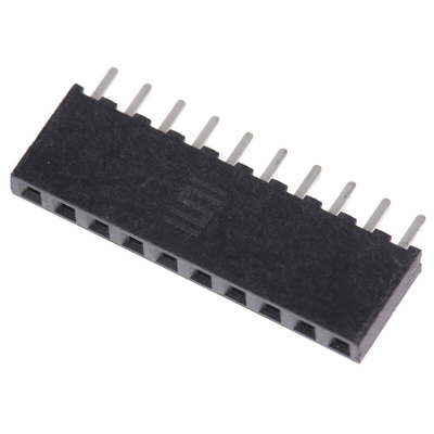 Samtec SQT Series Straight Through Hole Mount PCB Socket, 10-Contact, 1-Row, 2mm Pitch, Solder Termination