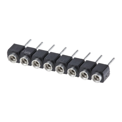 Samtec SS Series Straight Through Hole Mount PCB Socket, 8-Contact, 1-Row, 2.54mm Pitch, Solder Termination