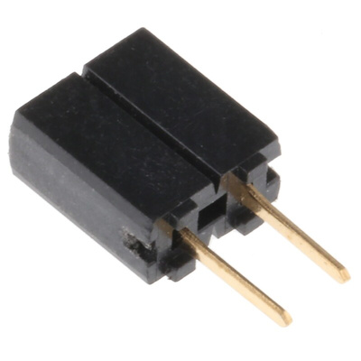 Samtec SSA Series Straight Through Hole Mount PCB Socket, 2-Contact, 1-Row, 2.54mm Pitch, Solder Termination