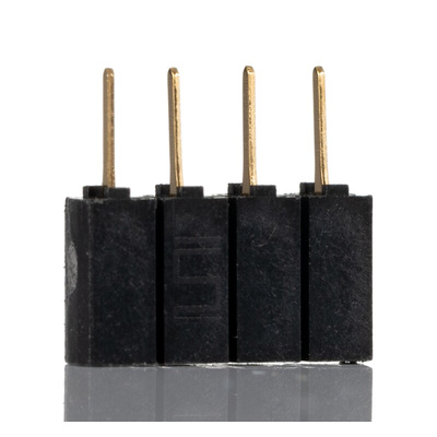 Samtec SSA Series Straight Through Hole Mount PCB Socket, 4-Contact, 1-Row, 2.54mm Pitch, Solder Termination