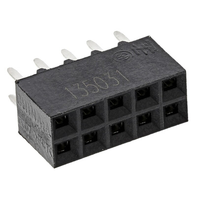 TE Connectivity AMPMODU MOD IV Series Straight Through Hole Mount PCB Socket, 10-Contact, 2-Row, 2.54mm Pitch, Solder