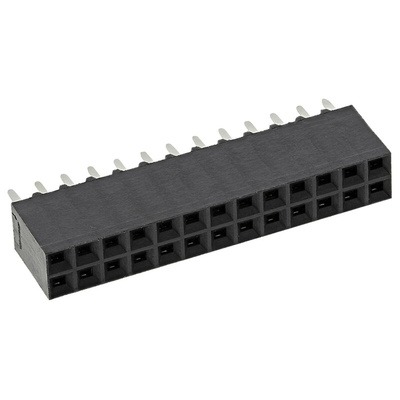 TE Connectivity AMPMODU MOD II Series Straight Through Hole Mount PCB Socket, 26-Contact, 2-Row, 2.54mm Pitch, Solder