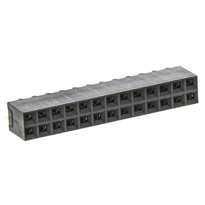 TE Connectivity AMPMODU MOD IV Series Straight Through Hole Mount PCB Socket, 26-Contact, 2-Row, 2.54mm Pitch, Solder