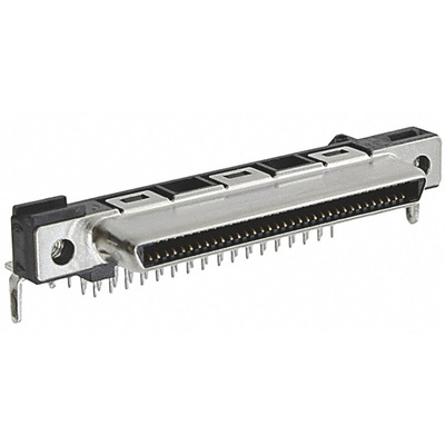 TE Connectivity CHAMP Series Right Angle Through Hole Mount PCB Socket, 68-Contact, 2-Row, 1.6mm Pitch, Solder