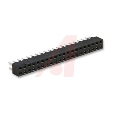 3M 1502 Series Straight Through Hole Mount PCB Socket, 40-Contact, 2-Row, 2mm Pitch, Solder Termination