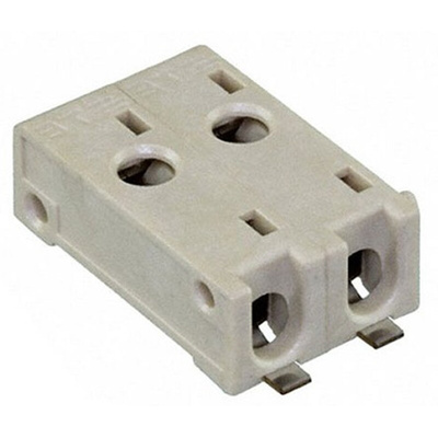 TE Connectivity Straight Surface Mount PCB Socket, 2-Contact, 1-Row, 4mm Pitch, Solder Termination