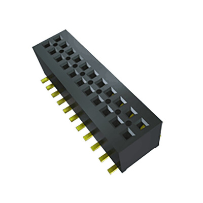 Samtec MLE Series Right Angle Surface Mount PCB Socket, 20-Contact, 2-Row, 1mm Pitch, Solder Termination