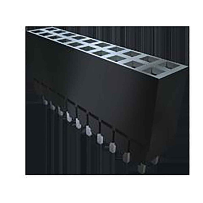 Samtec ESW Series Straight Through Hole Mount PCB Socket, 20-Contact, 2-Row, 2.54mm Pitch, Solder Termination