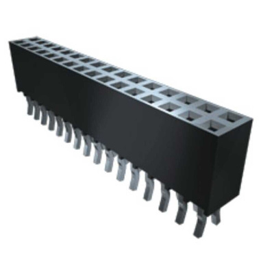 Samtec SSQ Series Straight Through Hole Mount PCB Socket, 34-Contact, 2-Row, 2.54mm Pitch, Through Hole Termination