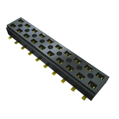 Samtec CLT Series Vertical Surface Mount PCB Socket, 8-Contact, 2-Row, 2mm Pitch, Through Hole Termination