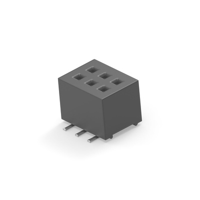 TE Connectivity 1MM-R Series Vertical Board Mount PCB Socket, 6-Contact, 2-Row, 1mm Pitch, Surface Mount Termination