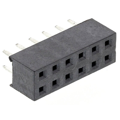 HARWIN Straight Through Hole Mount PCB Socket, 12-Contact, 2-Row, 2mm Pitch, Solder Termination