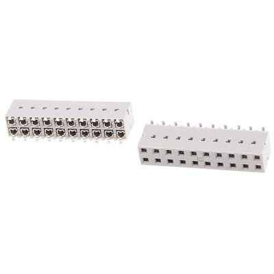 Amphenol Communications Solutions Straight Surface Mount PCB Socket, 20-Contact, 2-Row, 2.54mm Pitch, Solder Termination