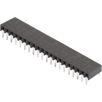 HARWIN Right Angle Through Hole Mount PCB Socket, 20-Contact, 1-Row, 2.54mm Pitch, Solder Termination