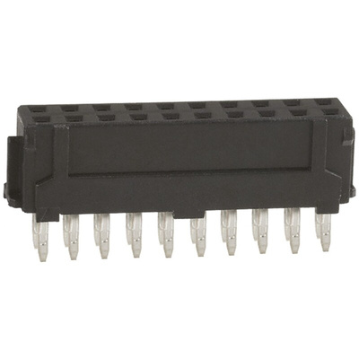 Hirose DF11 Series Straight Through Hole Mount PCB Socket, 20-Contact, 2-Row, 2.0mm Pitch, Solder Termination