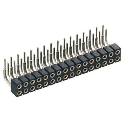 Preci-Dip 833 Series Right Angle PCB Mount PCB Socket, 20-Contact, 2-Row, 2mm Pitch, Solder Termination