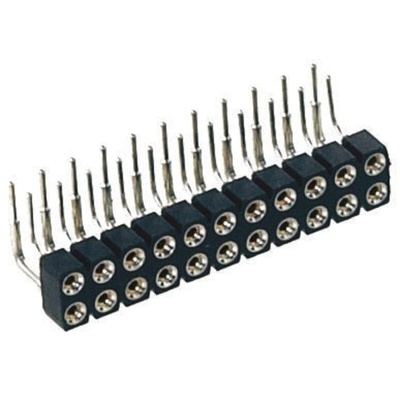 Preci-Dip 499 Series Right Angle PCB Mount PCB Socket, 20-Contact, 2-Row, 2.54mm Pitch, Solder Termination