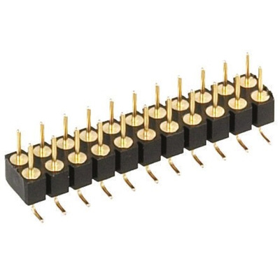 Preci-Dip 450 Series Right Angle Surface Mount PCB Socket, 12-Contact, 2-Row, 2.54mm Pitch, Solder Termination