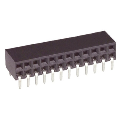 TE Connectivity AMPMODU MOD II Series Right Angle Through Hole Mount PCB Socket, 10-Contact, 2-Row, 2.54mm Pitch,