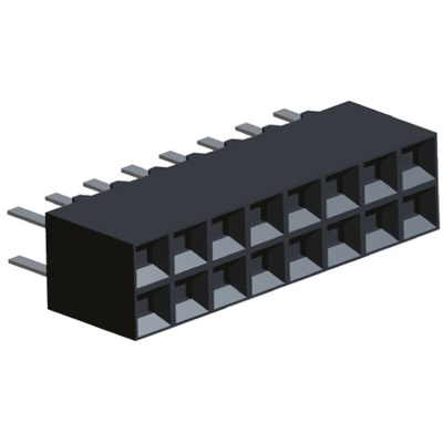 TE Connectivity AMPMODU MOD IV Series Straight Through Hole Mount PCB Socket, 16-Contact, 2-Row, 2.54mm Pitch, Solder